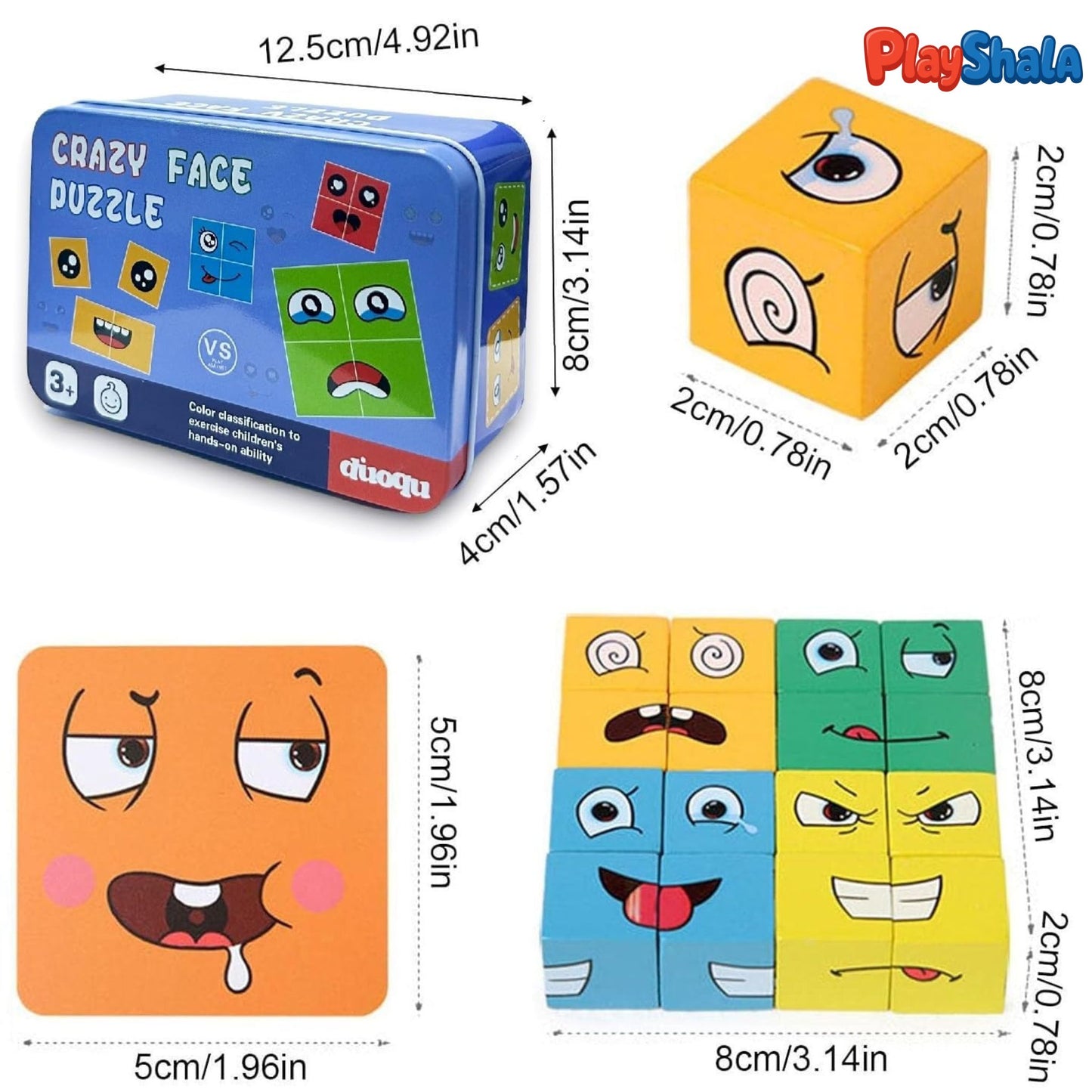 Playshala Buildplay Wooden Emoji Expression Blocks