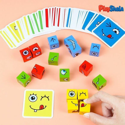 Playshala Buildplay Wooden Emoji Expression Blocks