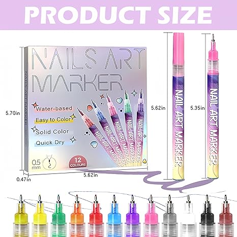 Playshala Nail Art Markers for Gel Nails, DIY 3D Nail Art Pens