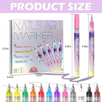 Playshala Nail Art Markers for Gel Nails, DIY 3D Nail Art Pens
