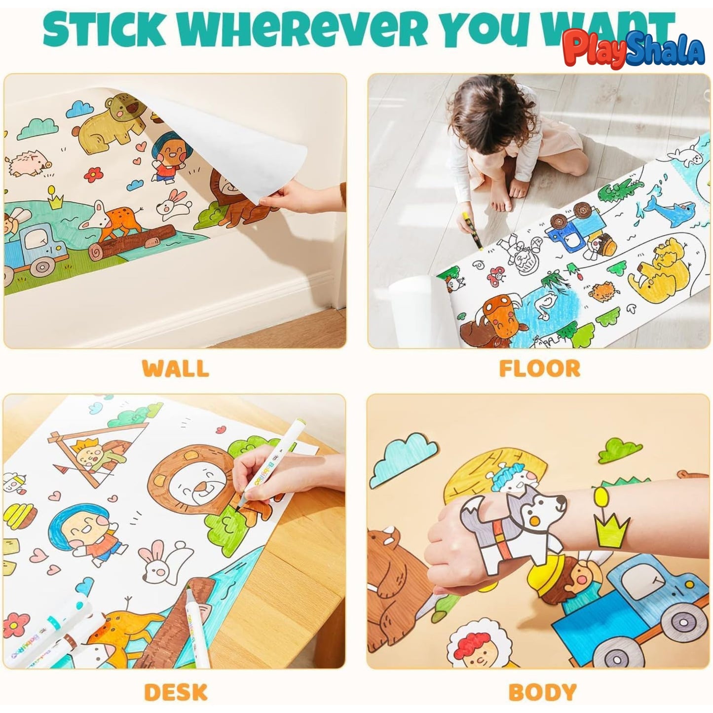 Playshala CreativePlay Endless Doodle Fun | 300 cm Roll for Imaginative Kids