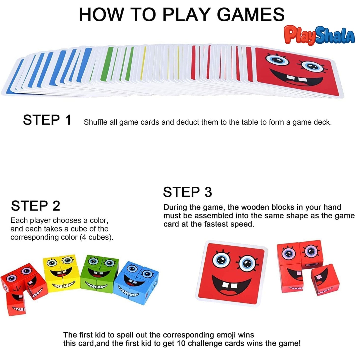 Playshala Buildplay Wooden Emoji Expression Blocks