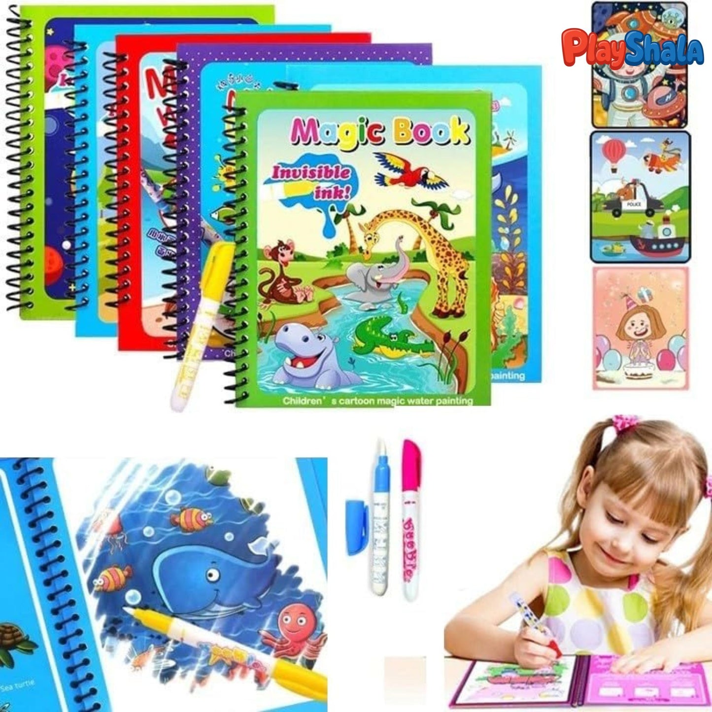 Playshala WaterPlay Magical Colouring Book (Pack of 4)