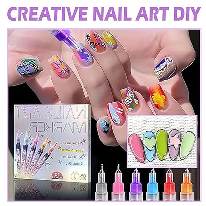 Playshala Nail Art Markers for Gel Nails, DIY 3D Nail Art Pens