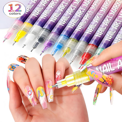 Playshala Nail Art Markers for Gel Nails, DIY 3D Nail Art Pens