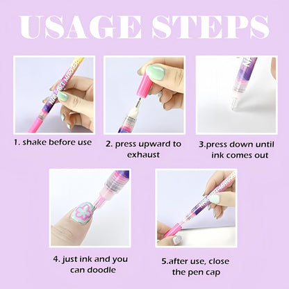 Playshala Nail Art Markers for Gel Nails, DIY 3D Nail Art Pens