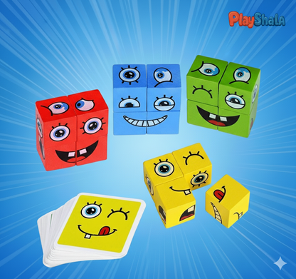 Playshala Buildplay Wooden Emoji Expression Blocks