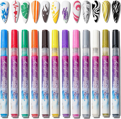 Playshala Nail Art Markers for Gel Nails, DIY 3D Nail Art Pens