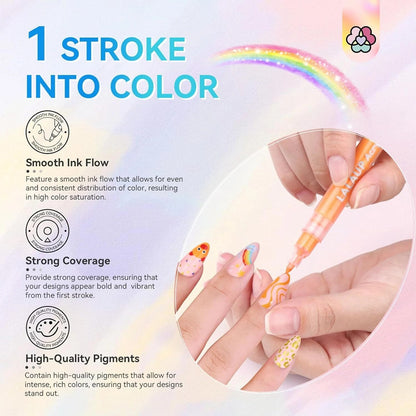 Playshala Nail Art Markers for Gel Nails, DIY 3D Nail Art Pens
