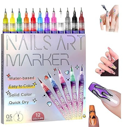 Playshala Nail Art Markers for Gel Nails, DIY 3D Nail Art Pens